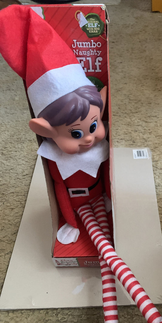 Christmas NAUGHTY ELF Girl Jumbo 64cm Elves Behavin' Badly Shelf NEW In Box Xmas
