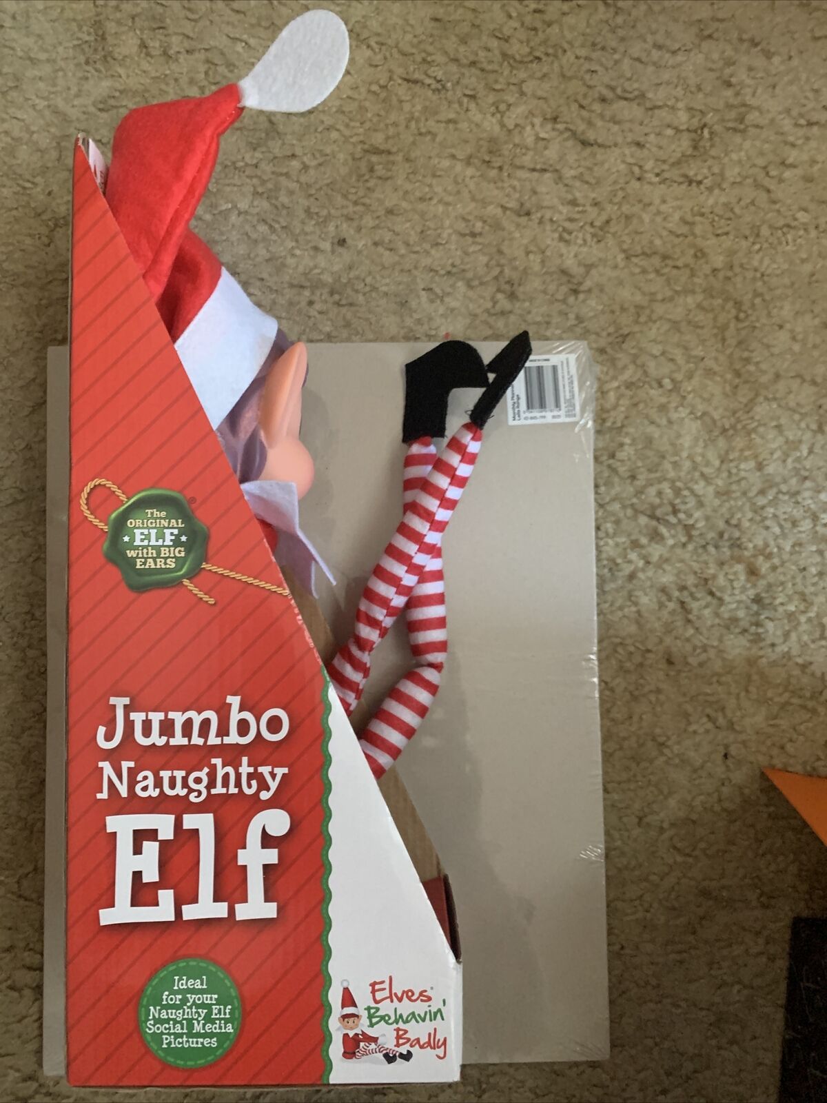 Christmas NAUGHTY ELF Girl Jumbo 64cm Elves Behavin' Badly Shelf NEW In Box Xmas