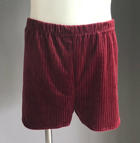 Tween ACTION GIRL Burgundy Self Stripe Velour Girls Stretch Shorts Size 12
