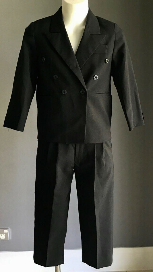 Vintage 2 Piece Suit ALAN T FASHION Page Boy Formal  Black Jacket & Pants Size 3