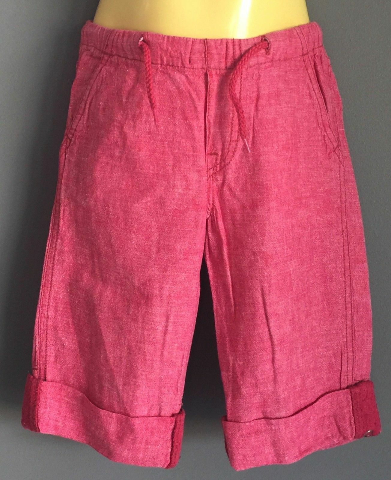 Baby Boy POLARN O PYRET Long Shorts Red Wash Linen Look & Feel 18 - 24mths NEW