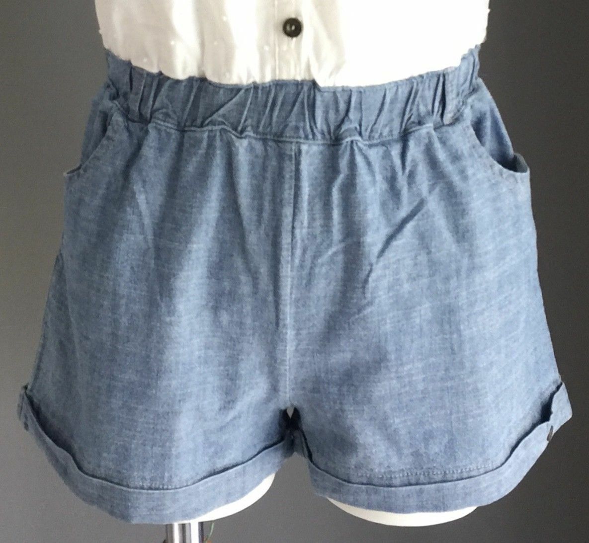 LEE COOPER Shorts Onepiece Girls White & Chambray Denim Playsuit Romper Size 6