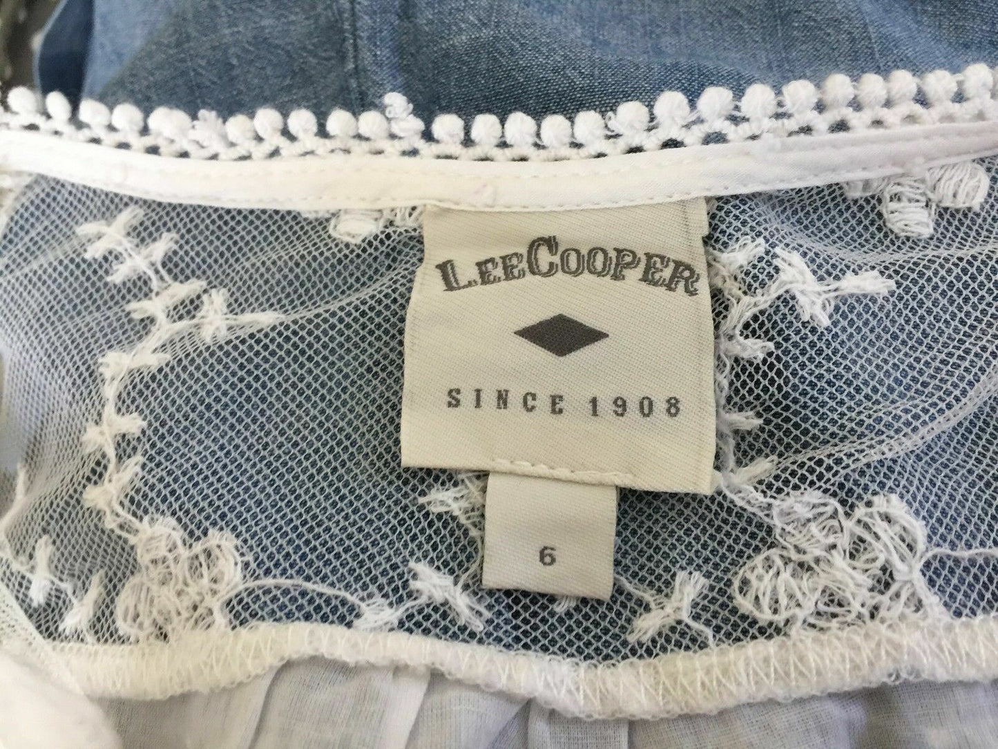LEE COOPER Shorts Onepiece Girls White & Chambray Denim Playsuit Romper Size 6