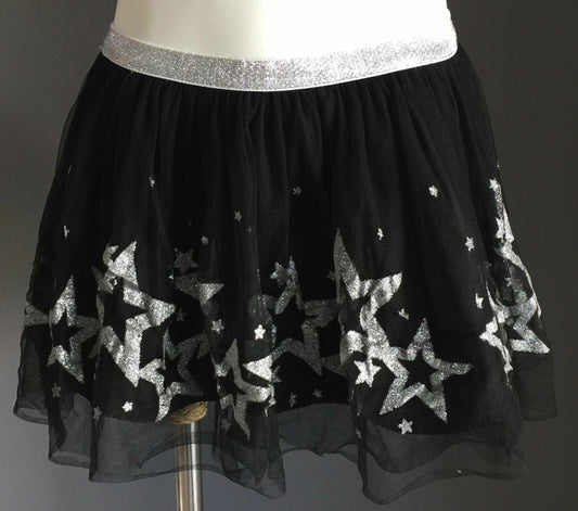 COTTON ON KIDS Tutu Fairy Skirt Black Silver Star Tulle Girl Size 1  2 Party NEW