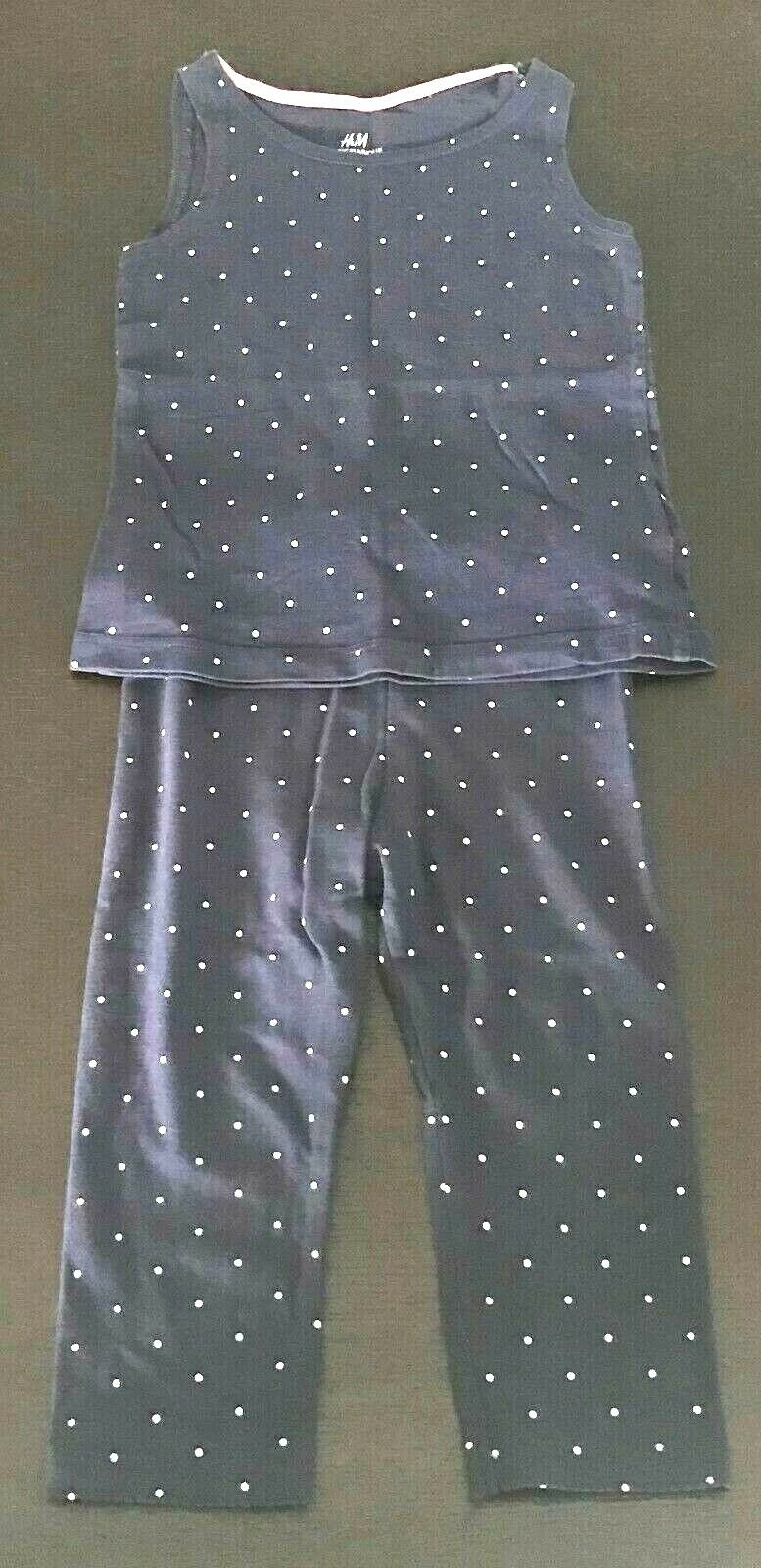 H&M Tank Top & Leggings 2 Piece Set Navy White Polka Dot Sleeveless Girls Size 4