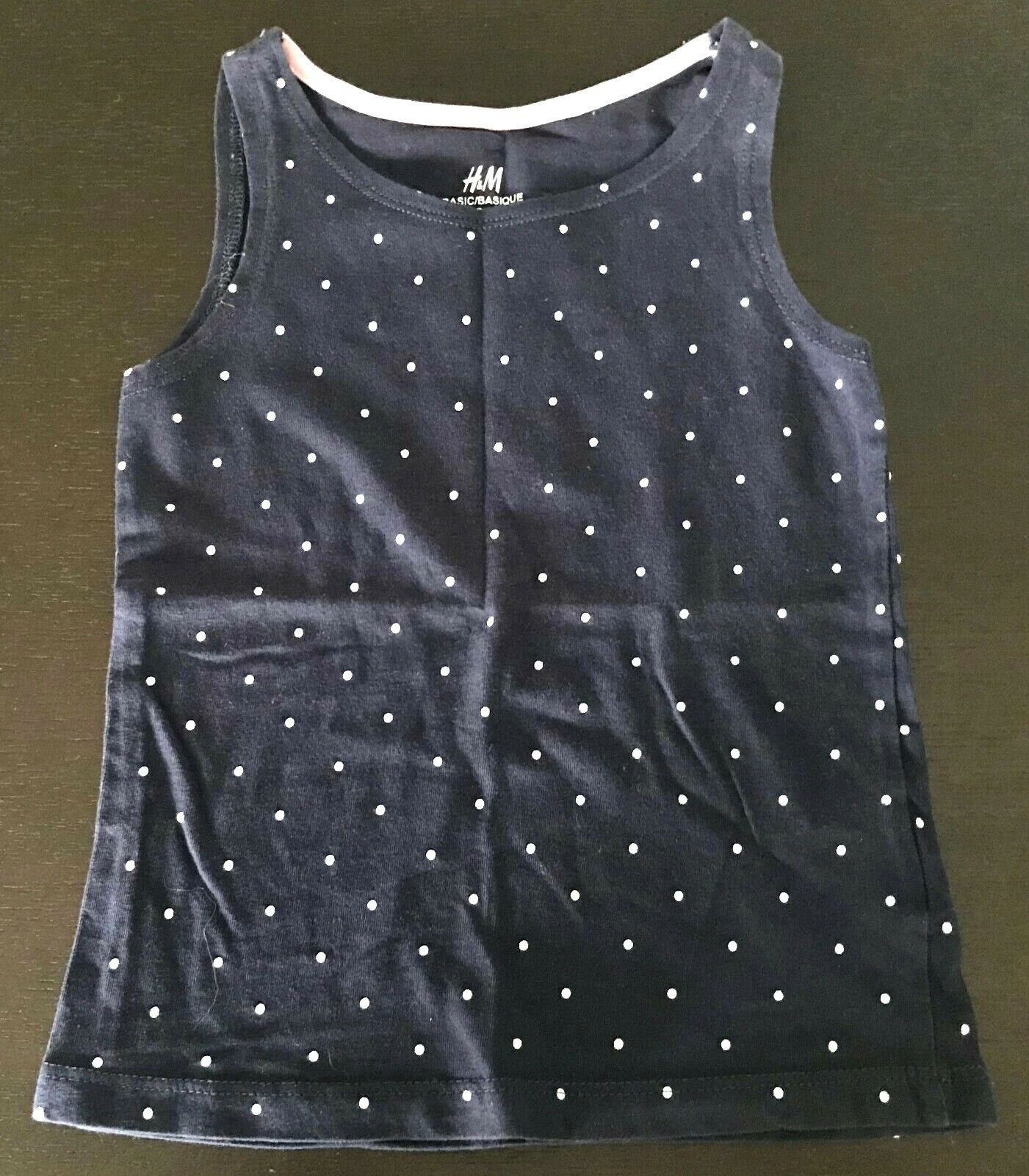 H&M Tank Top & Leggings 2 Piece Set Navy White Polka Dot Sleeveless Girls Size 4