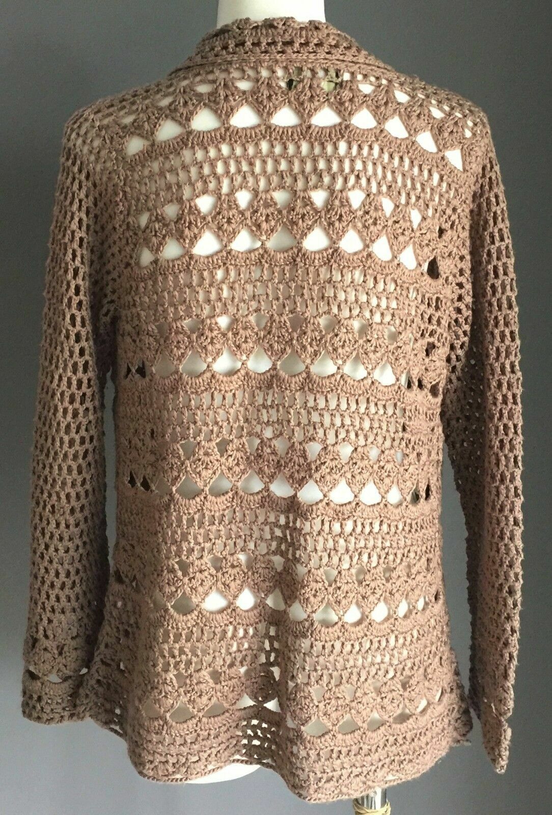 Tween Girl BARDOT JUNIOR Cardigan Taupe Crochet Open Knit L/Sleeve Boho  12 NEW