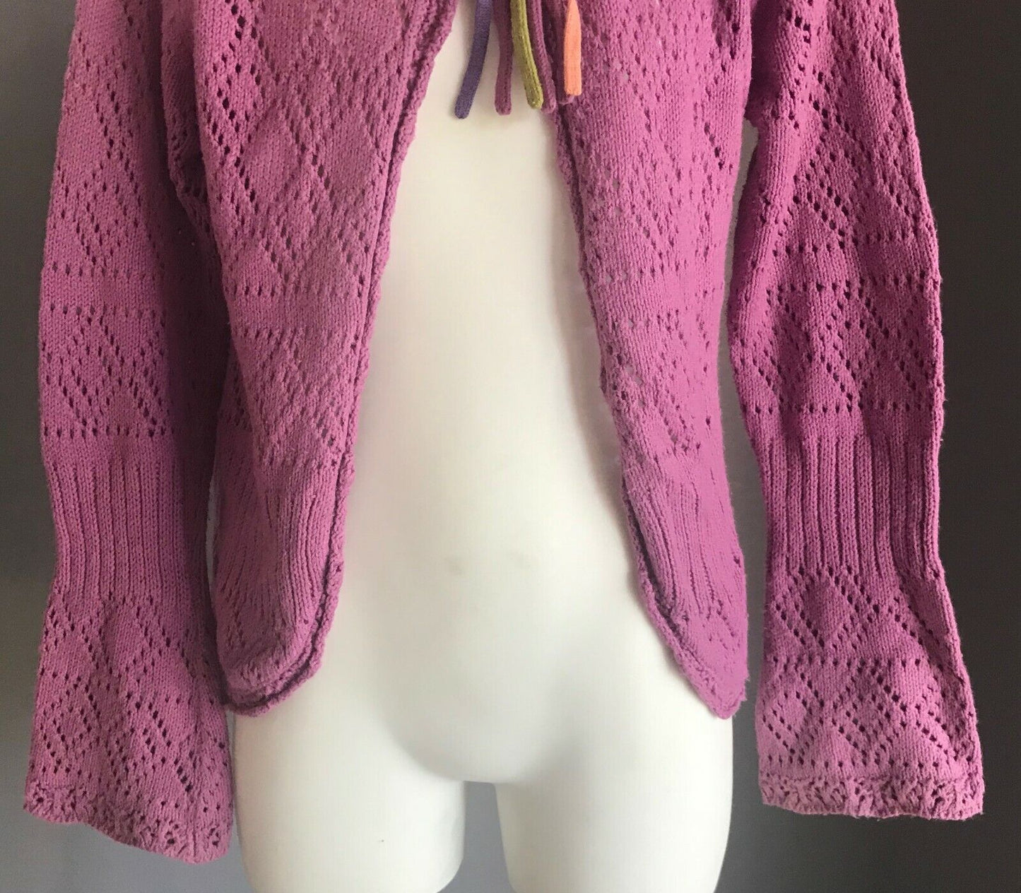 JACK & MILLY Cardigan Purple Knit  w Floral Trim Girls Size 8