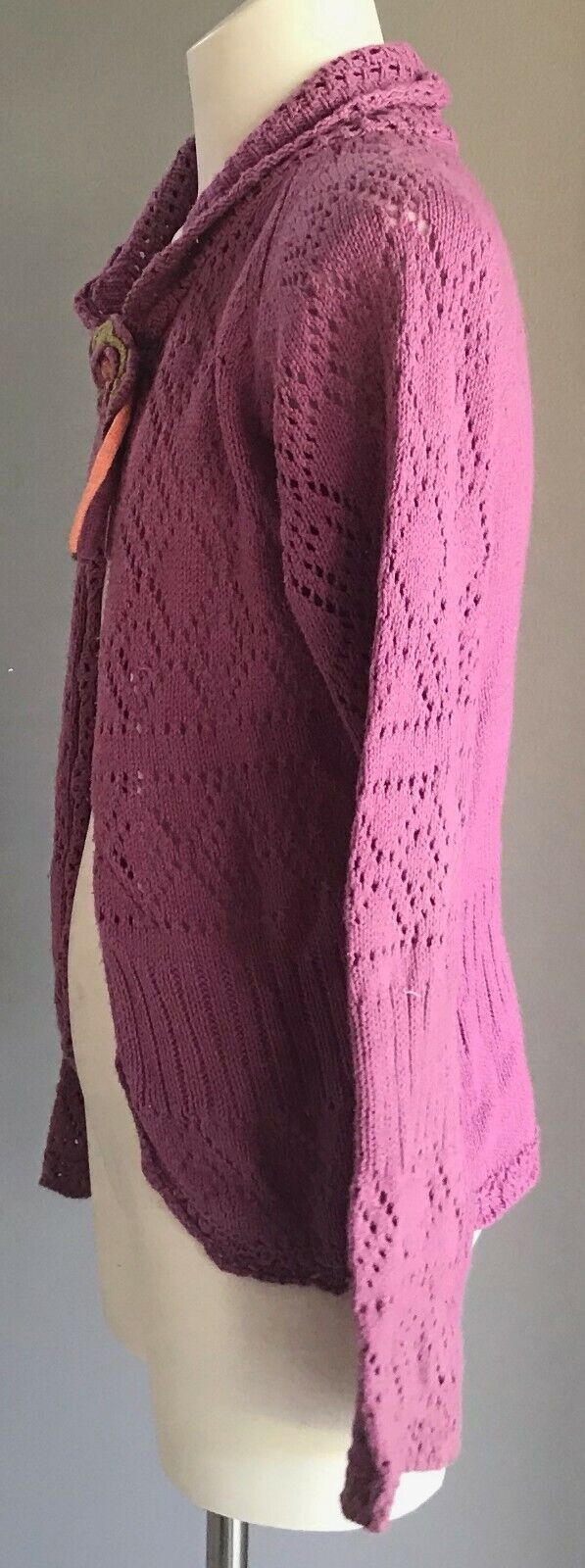 JACK & MILLY Cardigan Purple Knit  w Floral Trim Girls Size 8