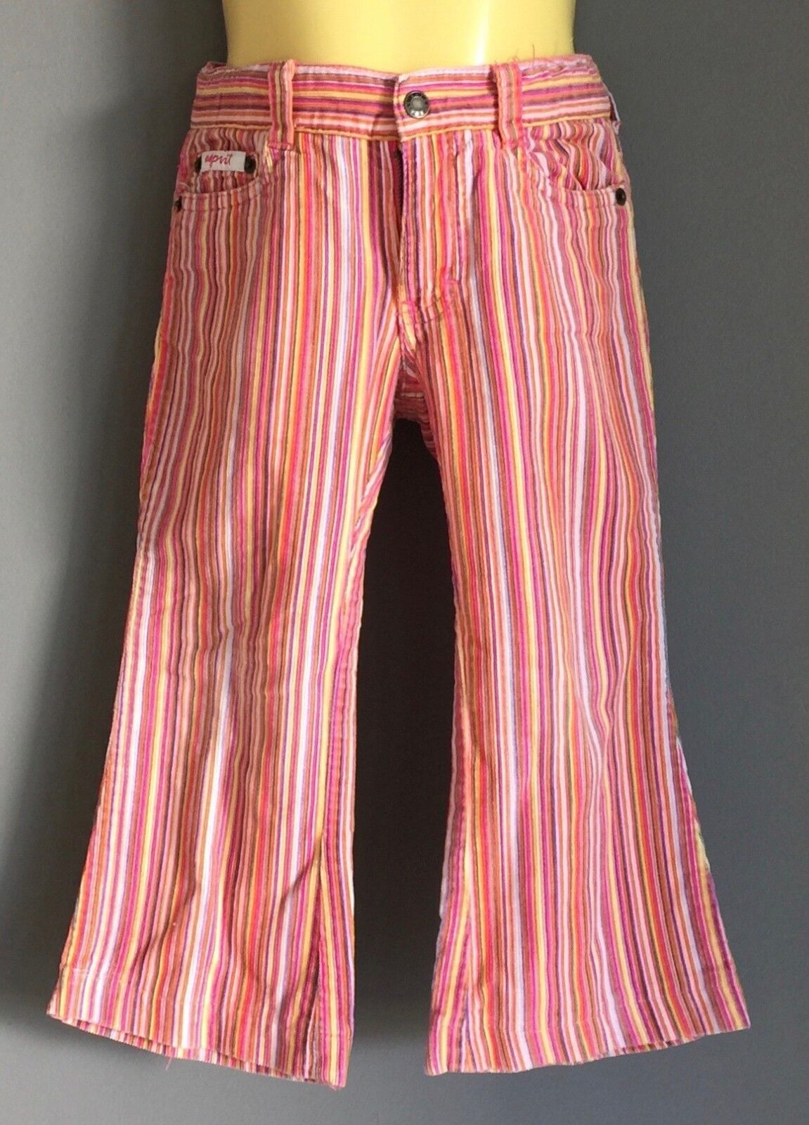 ESPRIT Corduroy Jeans Pink Multi Colour Striped Girls Size 3 Retro Gem