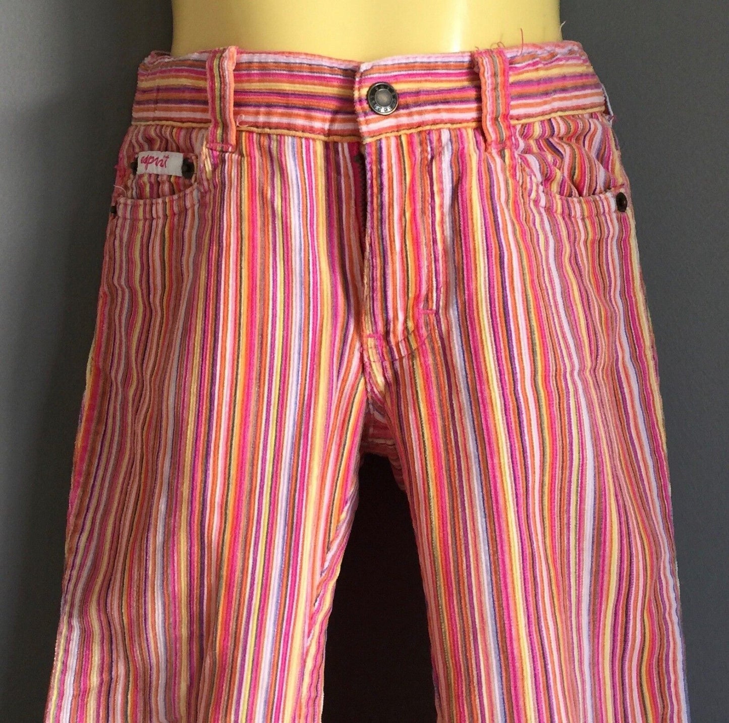 ESPRIT Corduroy Jeans Pink Multi Colour Striped Girls Size 3 Retro Gem
