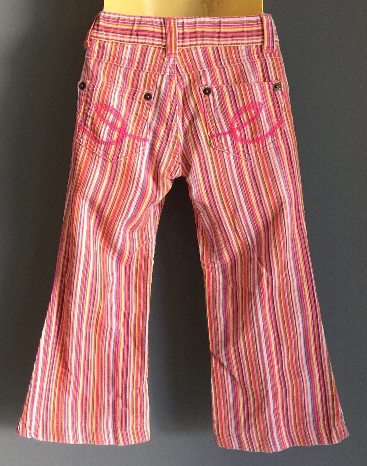 ESPRIT Corduroy Jeans Pink Multi Colour Striped Girls Size 3 Retro Gem