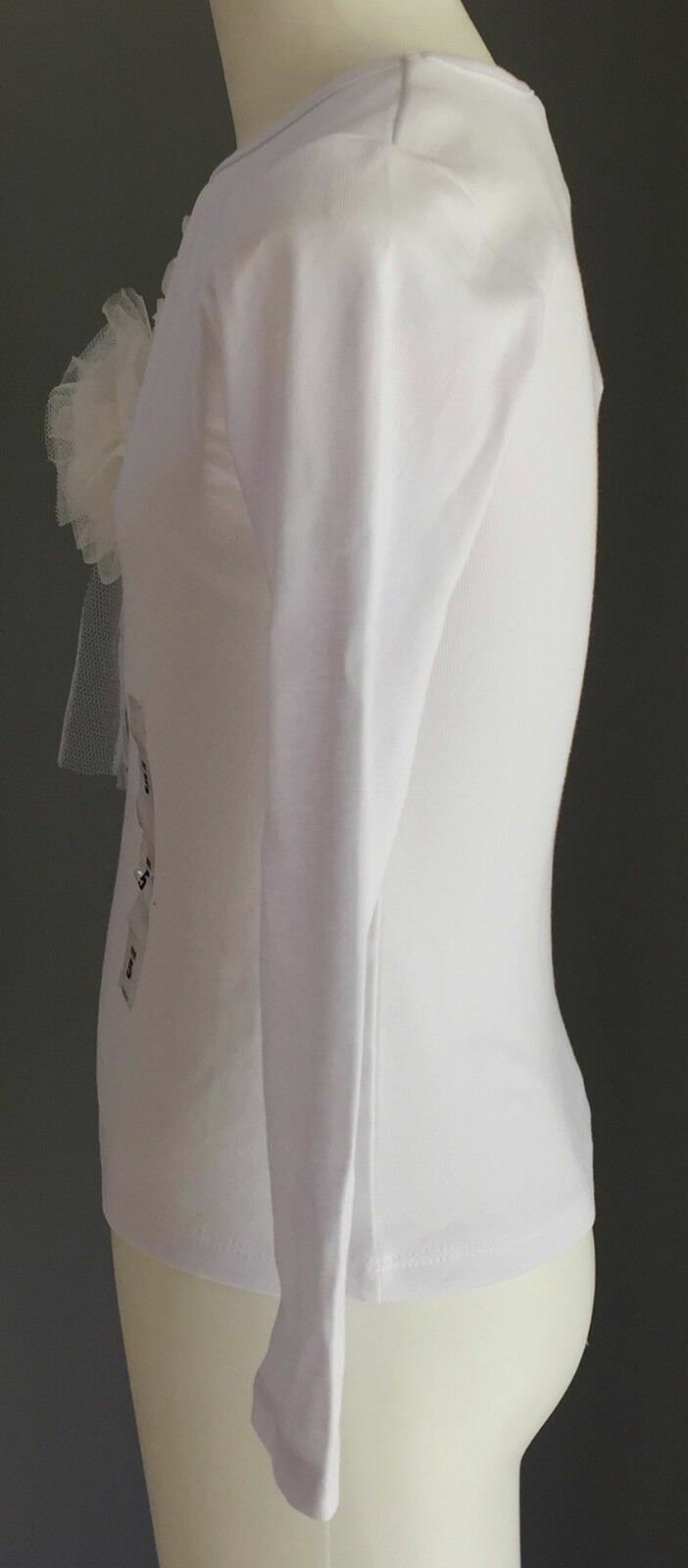 TARGET Stretch Top White Long Sleeve Embellished Girls Size 5 NEW