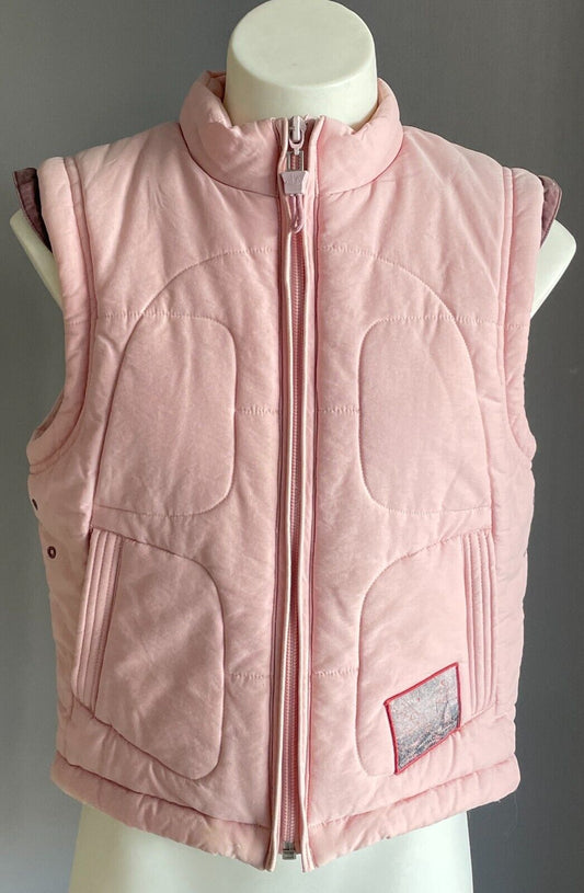 DECATHLON CREATION Puffer Vest Pink & Brown Trim Sleeveless Girls Size 6 yrs