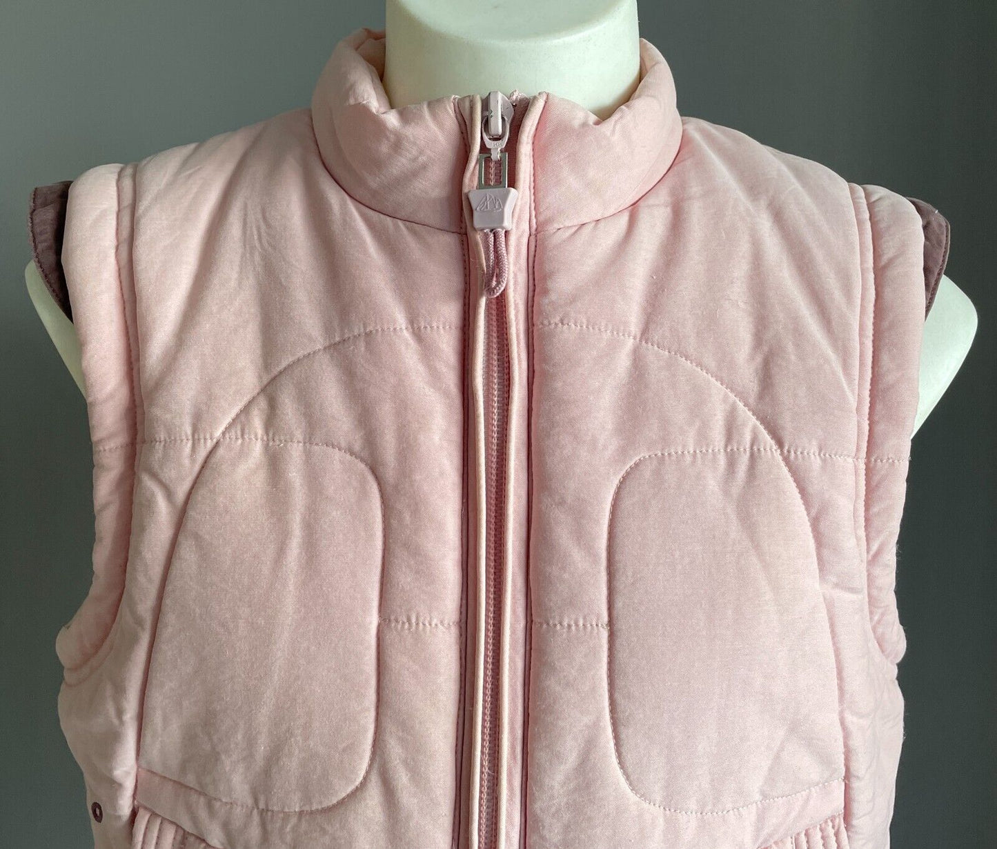 DECATHLON CREATION Puffer Vest Pink & Brown Trim Sleeveless Girls Size 6 yrs