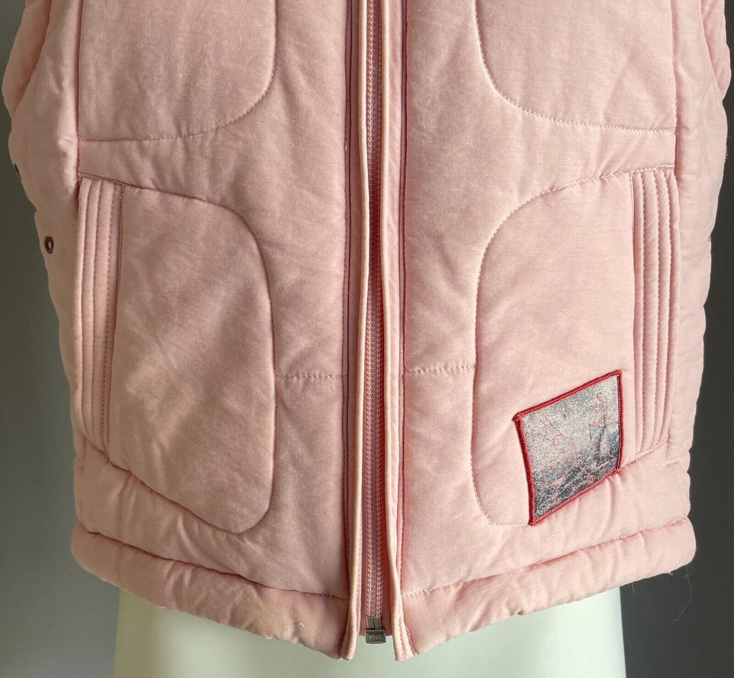 DECATHLON CREATION Puffer Vest Pink & Brown Trim Sleeveless Girls Size 6 yrs