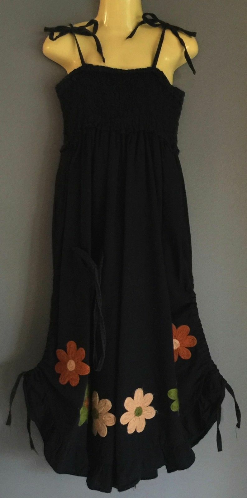 Wide Leg Jumpsuit Black Shirred Bodice Girls Size 8 Unique Retro Look