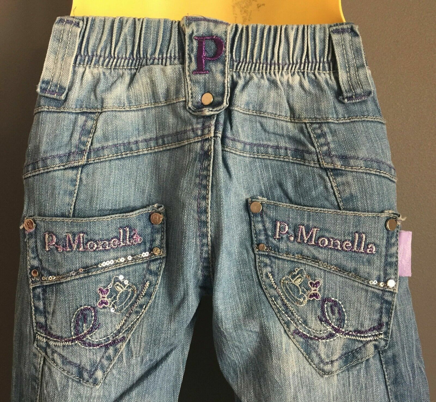 PICCOLA MONELLA  Jeans Faded Blue Denim Bling Skinny Leg Girls Size 4