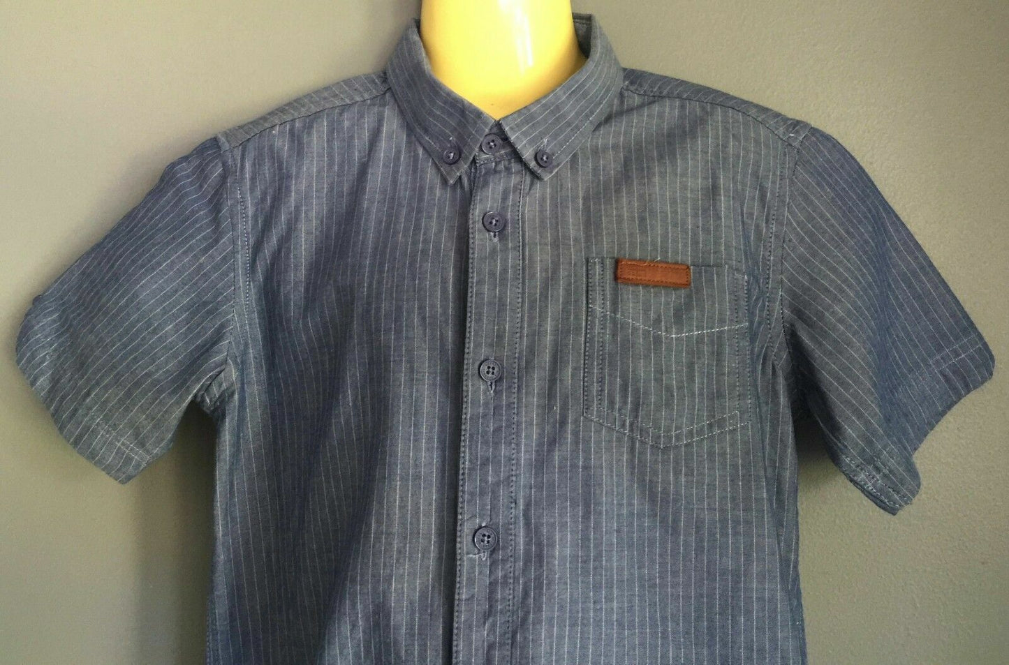 BEN SHERMAN Shirt Short Sleeve Blue White Stripe Smart Casual Boys Size 6  7 yr