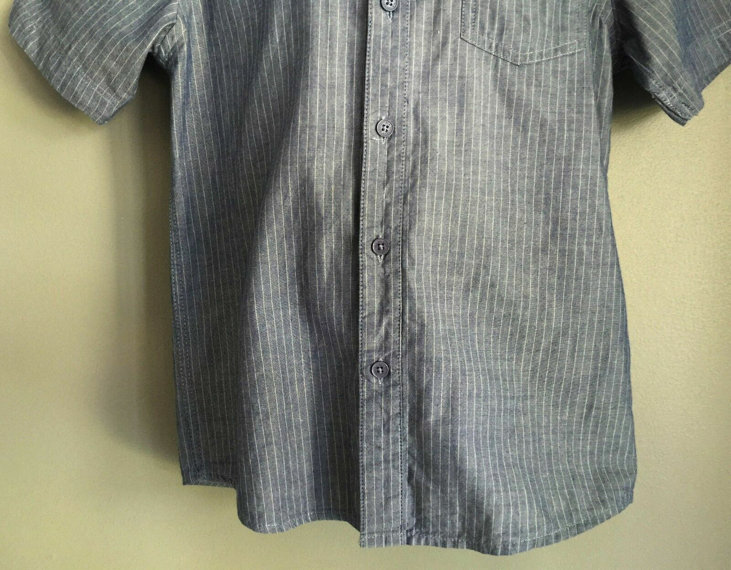BEN SHERMAN Shirt Short Sleeve Blue White Stripe Smart Casual Boys Size 6  7 yr