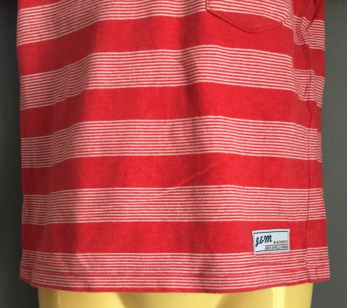 JACK & MILLY T Shirt Short Sleeve Henley Buttons Red White Stripe Boys Size 3