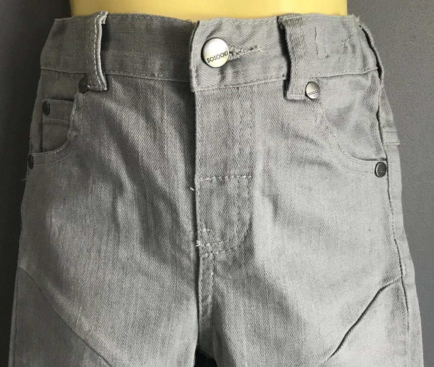 SOSOOKI Jeans Light Grey Denim Wash Jeans Pants Adjustable Waist Boys Sz 2 NEW