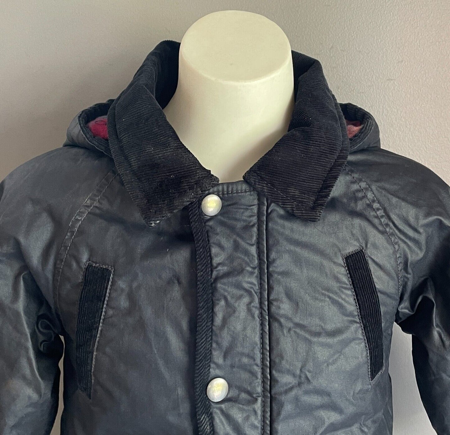 Hooded Navy Blue Jacket Soft Faux Fur Lined Warm Boys Size 2 - 3 Long Sleeves