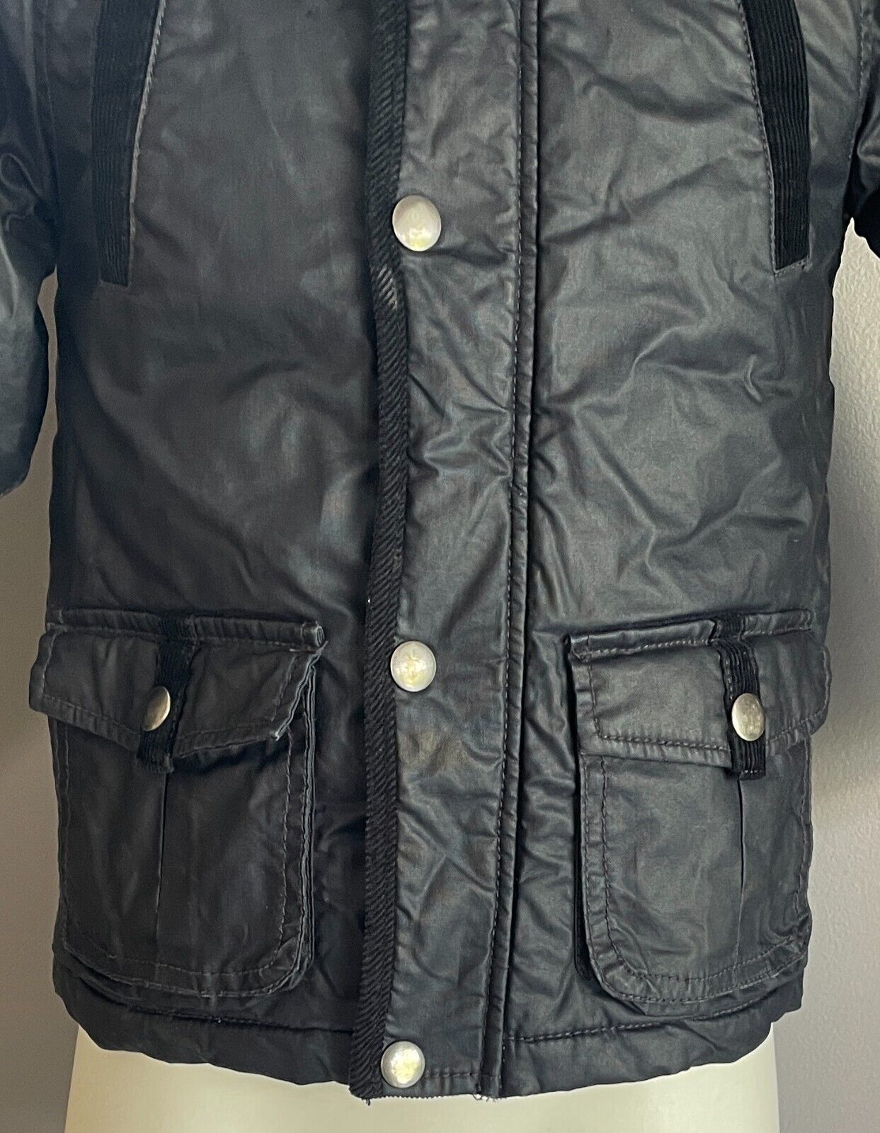 Hooded Navy Blue Jacket Soft Faux Fur Lined Warm Boys Size 2 - 3 Long Sleeves