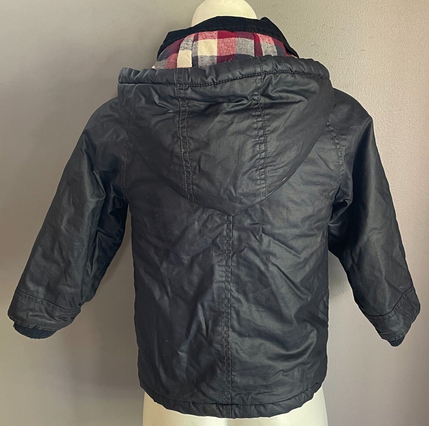 Hooded Navy Blue Jacket Soft Faux Fur Lined Warm Boys Size 2 - 3 Long Sleeves