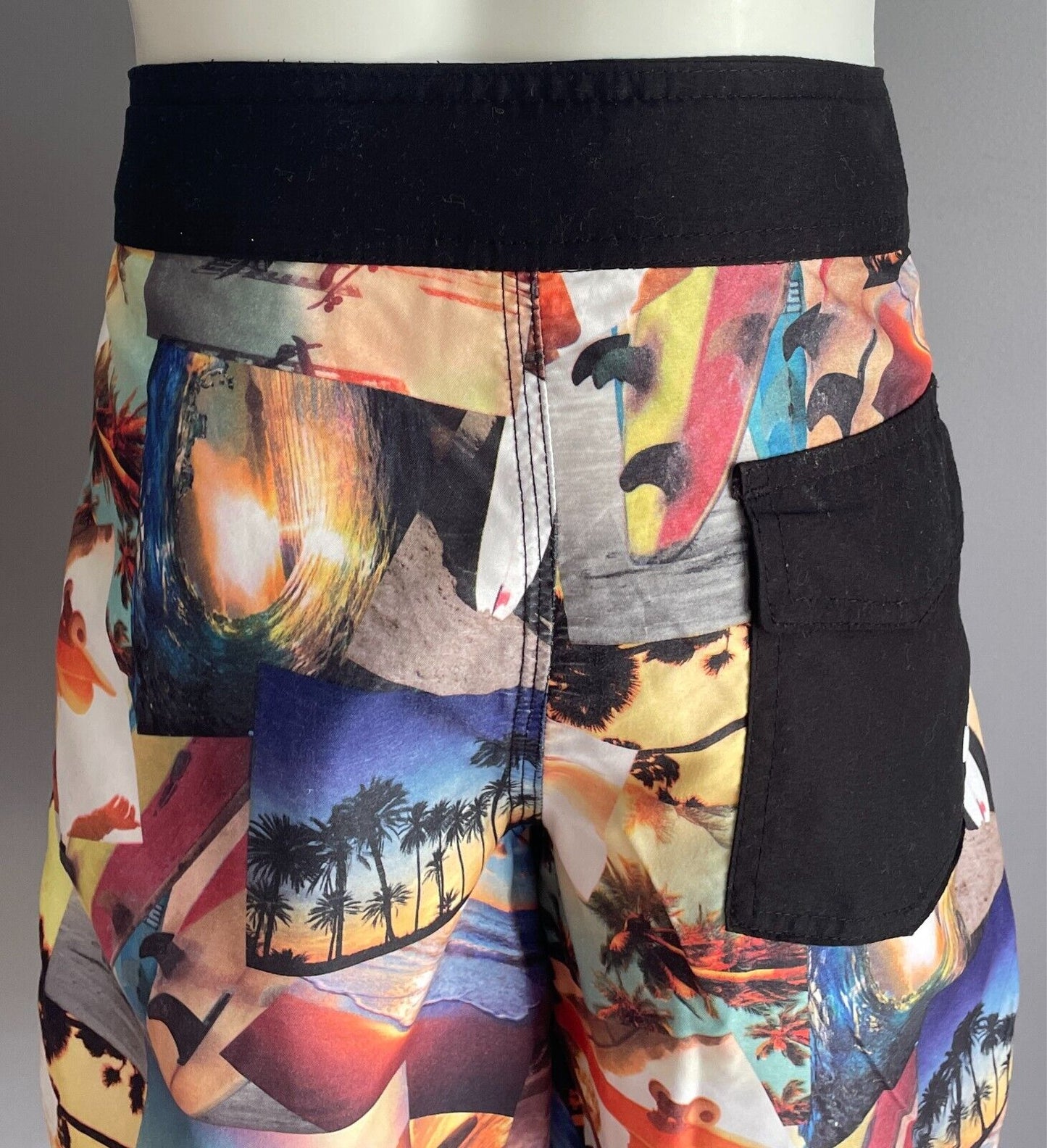 URBAN SUPPLY Board Shorts Boys Size 12 Multicolour Skate Beach Scene Tie Waist
