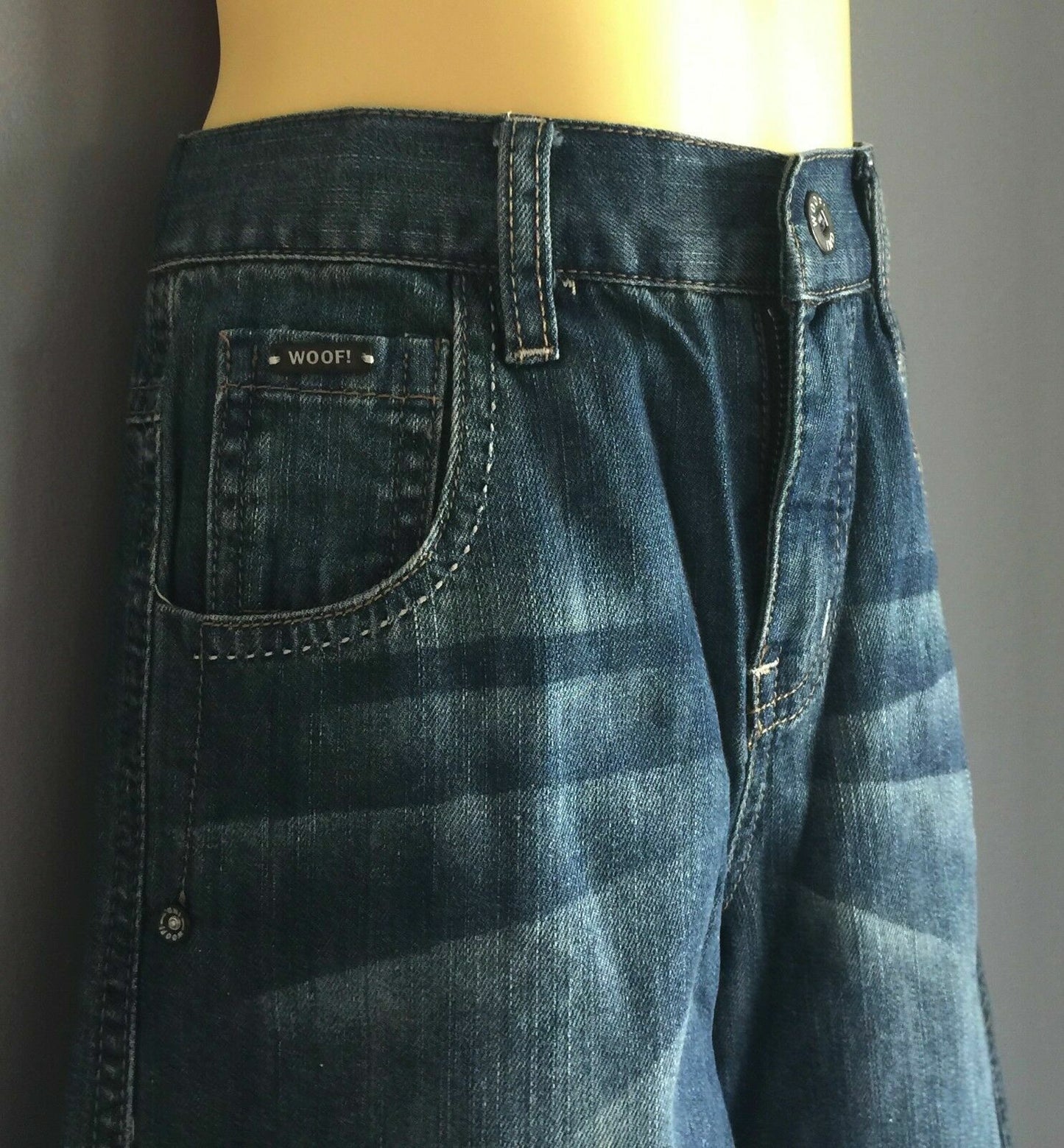 WOOF Blue Indigo Denim Shorts w Adjustable Waist Boys Size 7 NEW