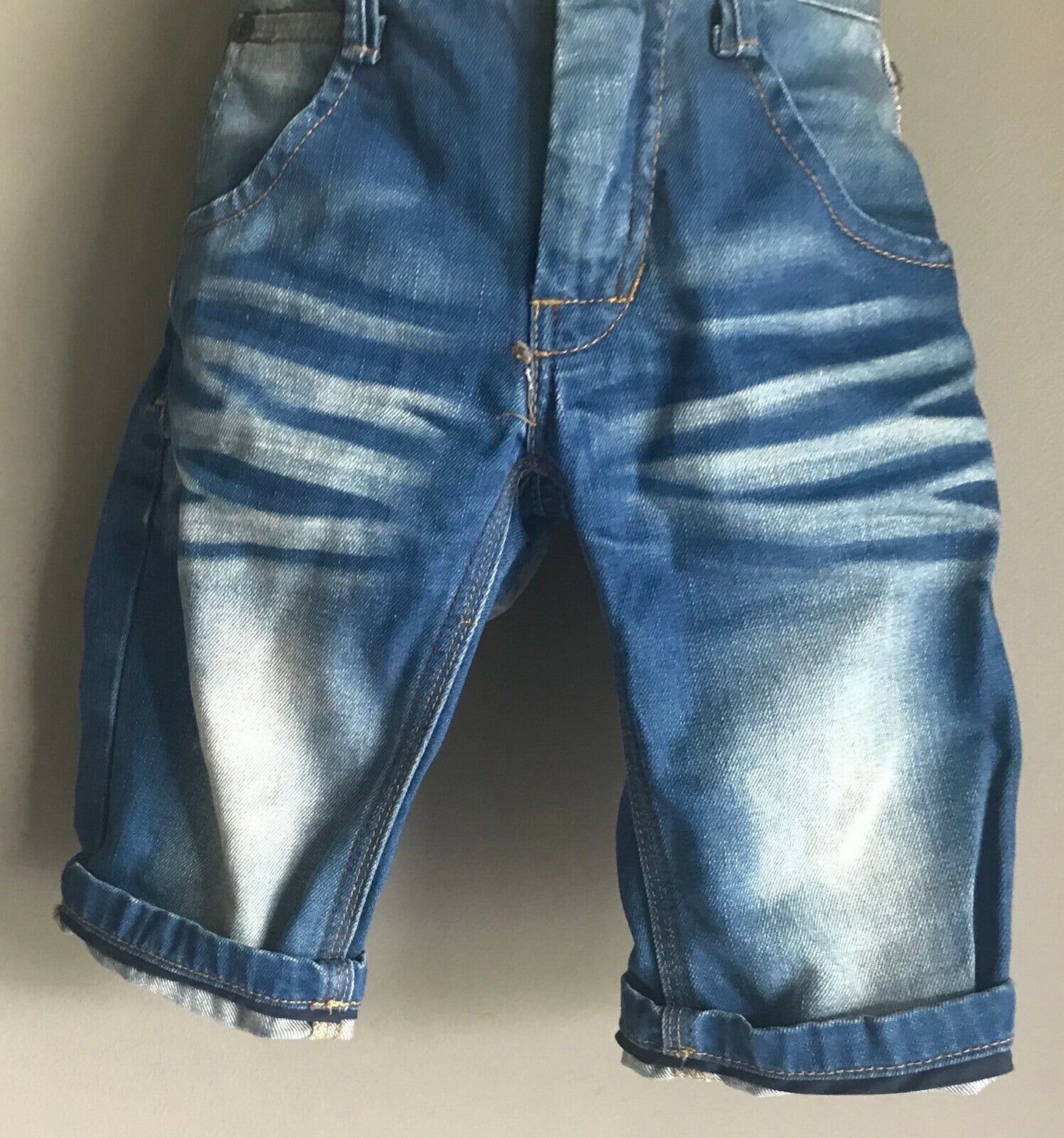 NAME IT Shorts Distressed Blue Denim Roll Cuff Boys Size 7 Casual Beach Summer