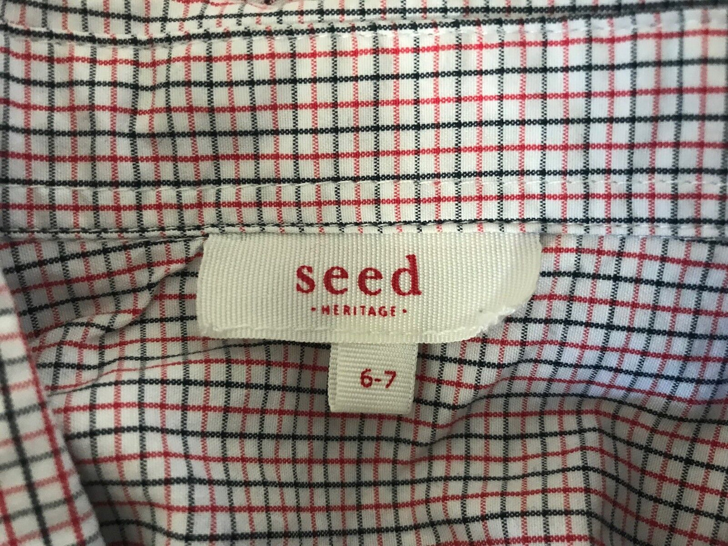 SEED Check Shirt Blue Red & White Long Sleeve  Boys Size 6 - 7 Smart Casual