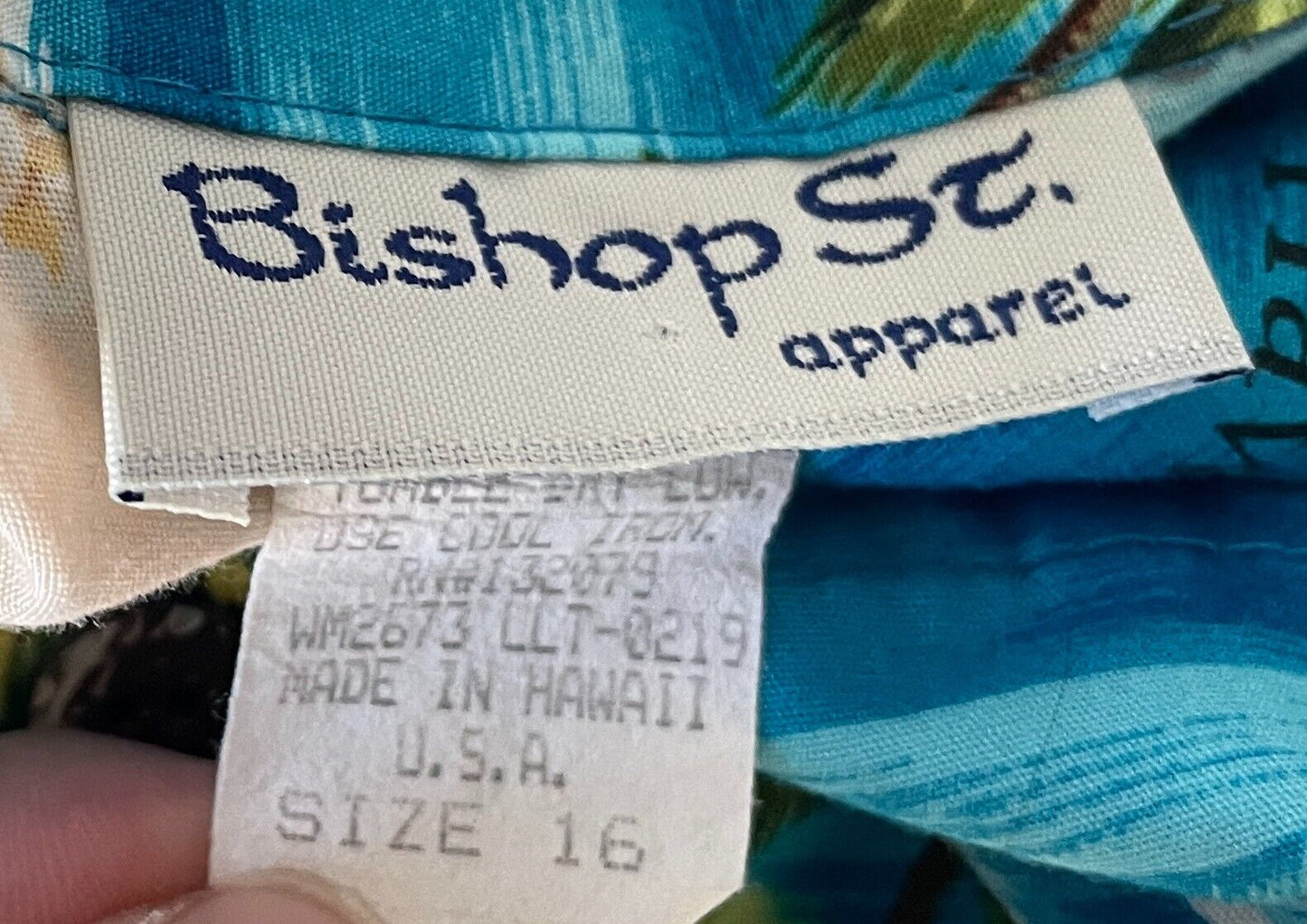 BISHOP ST APPAREL Hawaiian Shirt Bright Loud Print Short Sleeve Teen Boys Siz 16