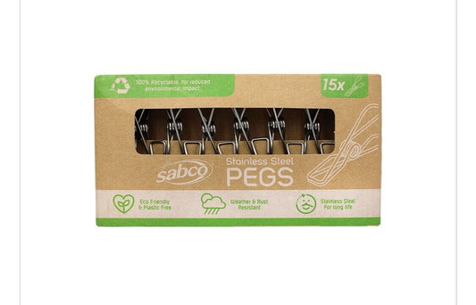 15pc Sabco 11cm Stainless Steel Clothes Pegs Laundry Hanging Clips Silver NEW