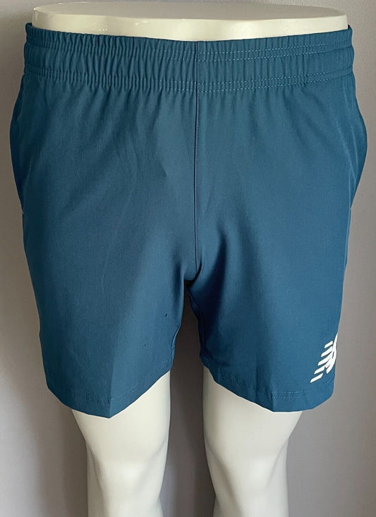NEW BALANCE Sports Shorts Navy Teal Running Core Elastic Waist Active Size M NEW