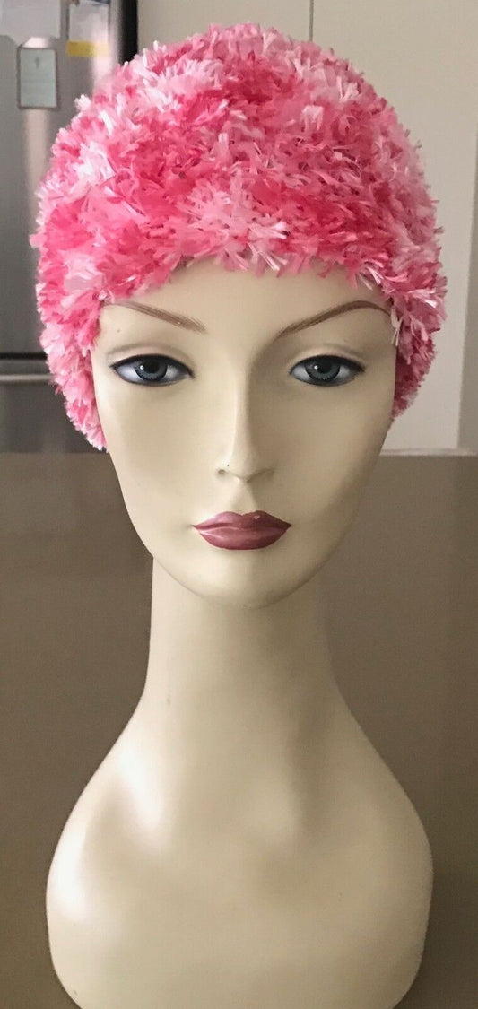 Beanie Chunky Fluffy  Knit Hat Handmade Different Shades of Pink Size S
