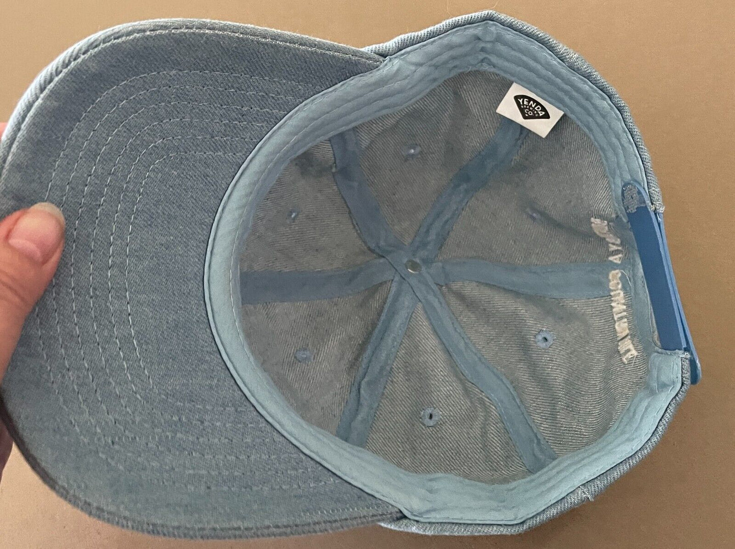 YENDA BREWING CO Cap Light Blue Denim Look  Hat Adjustable Embroidered Logo