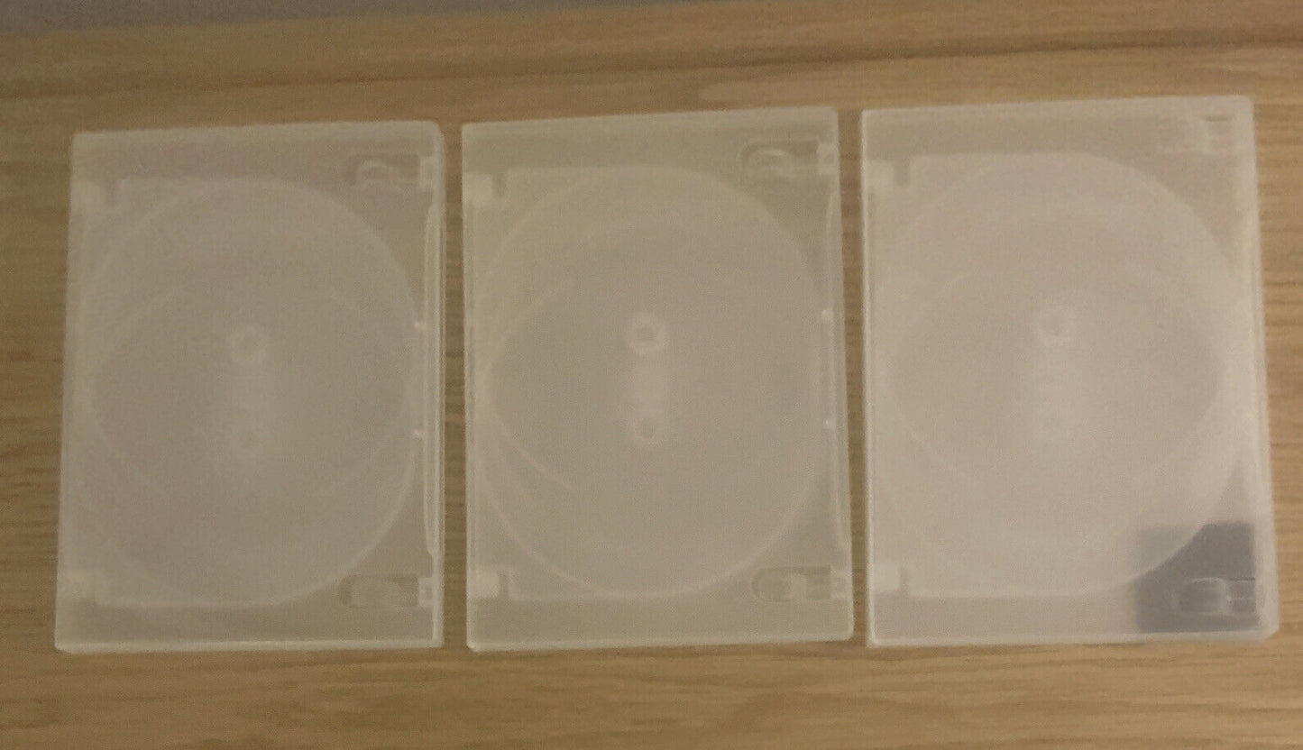3x DVD CD Cover Case HOLDS 4 DISCS & Booklet Clear 25mm Replacement Title Sleeve