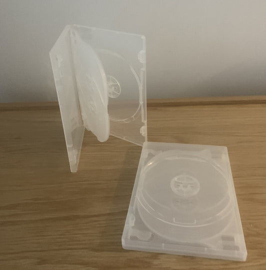 2x DVD CD Cover Case HOLDS 3 DISCS & Booklet Clear 14mm Replacement Title Sleeve