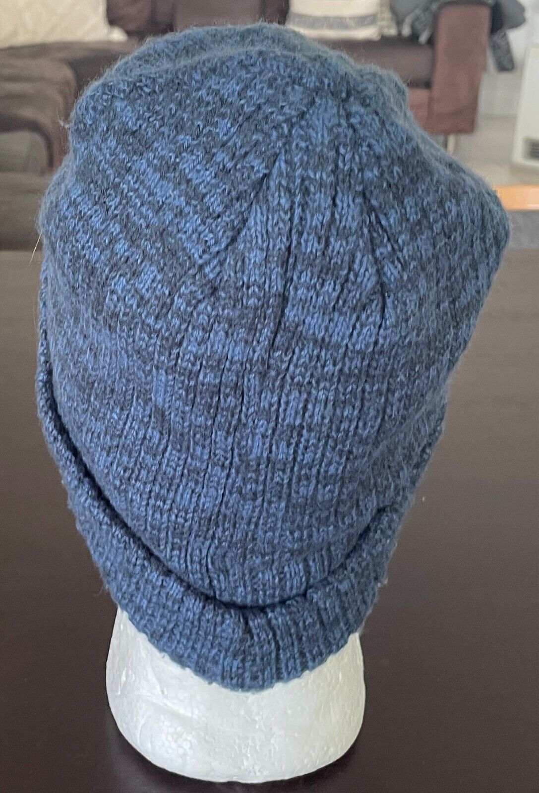 THINSULATE Hat Beanie Ribbed Knit Warm Blue Marl Roll Rim One Size Cap Hat