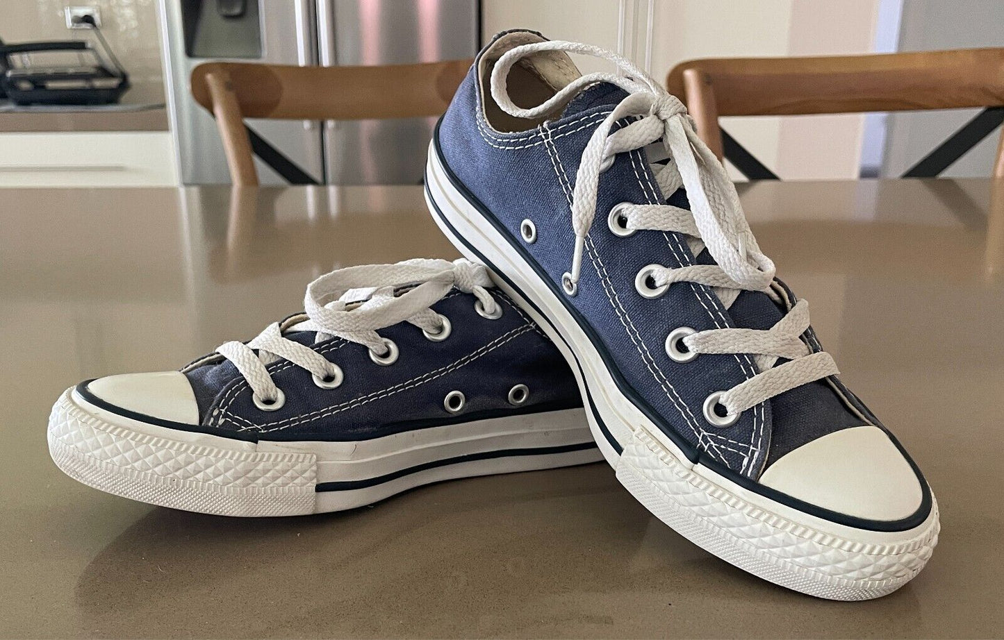 CONVERSE All Star Sneakers Unisex Blue & White Trim Men 4/ Women 6 Canvas Shoes