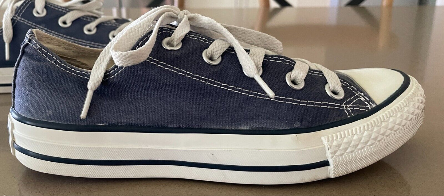 CONVERSE All Star Sneakers Unisex Blue & White Trim Men 4/ Women 6 Canvas Shoes