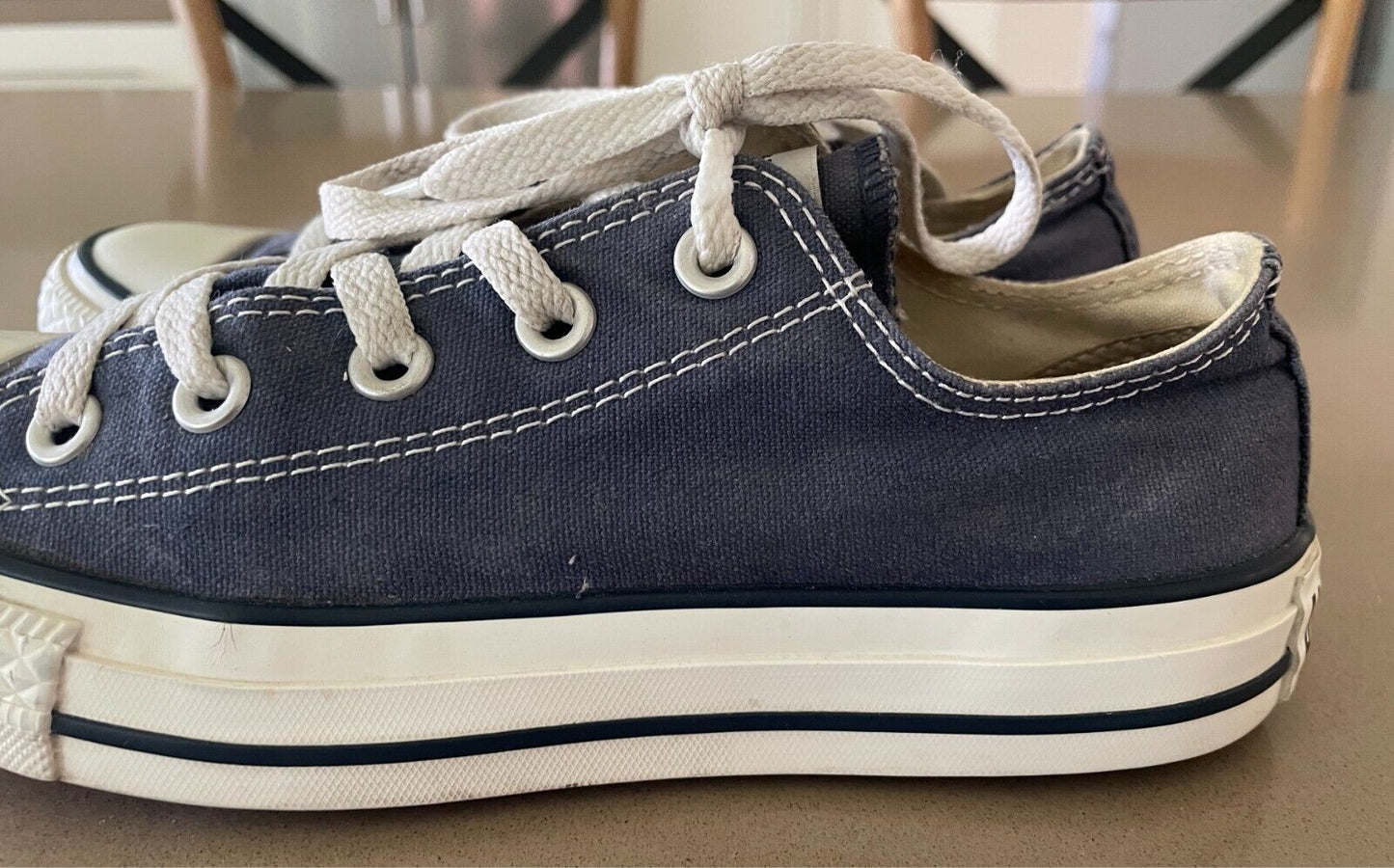 CONVERSE All Star Sneakers Unisex Blue & White Trim Men 4/ Women 6 Canvas Shoes