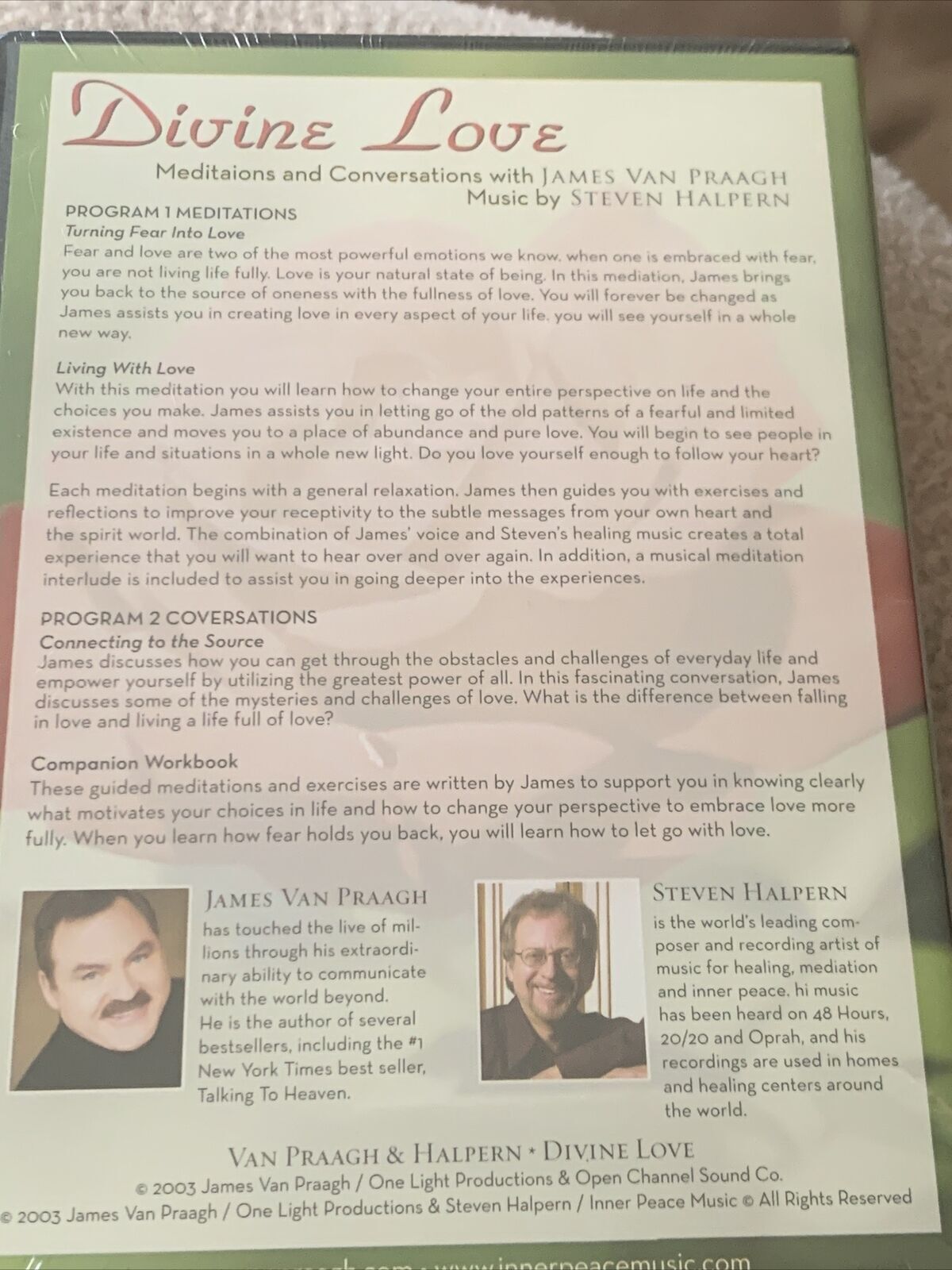 2 CD James Van Praagh DIVINE LOVE  Workbook Meditations Conversations RareN NEW