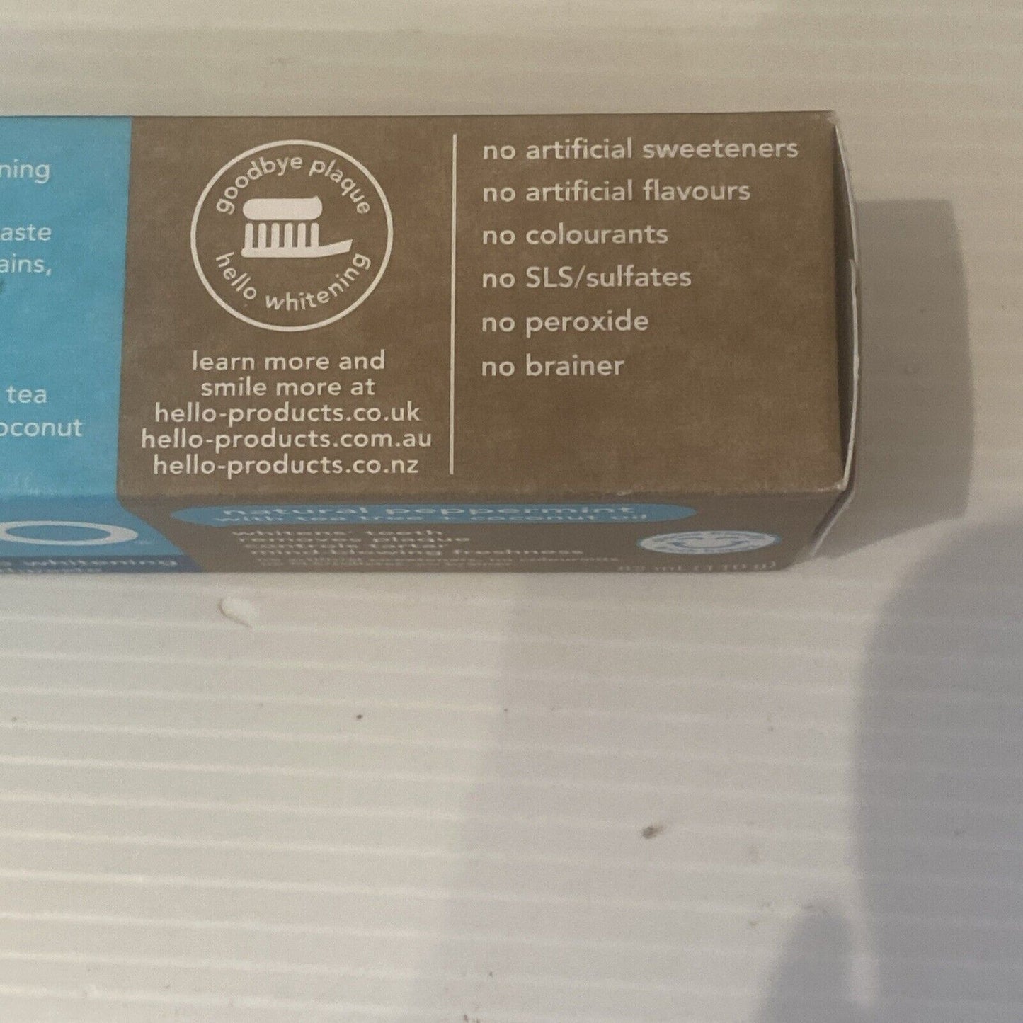 2 Pack Hello Antiplaque + Whitening Toothpaste FLUORIDE FREE Peppermint 110gm