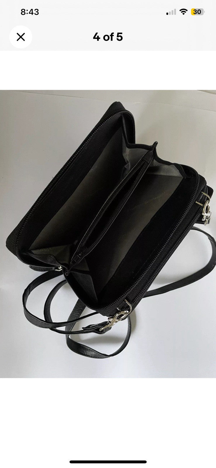 Franco Bonini Black Leather Clutch Purse Handbag Crossbody Wallet NEW w Tag +Bag