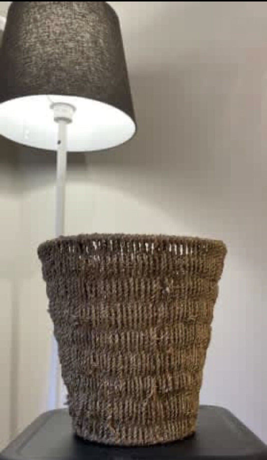 24cm Sea Grass Basket Sisal Jute Woven Metal Frame Paper Planter  Storage AE168