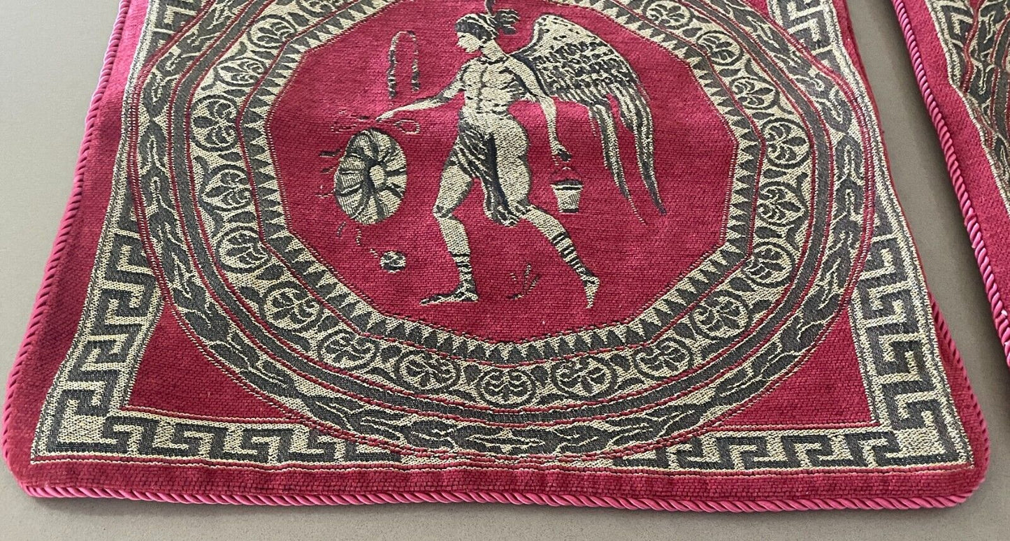 2 x CUSHION COVERS Red Gold Hellenic Ancient Greece Grecian 44 x 42cm Luxe Feel
