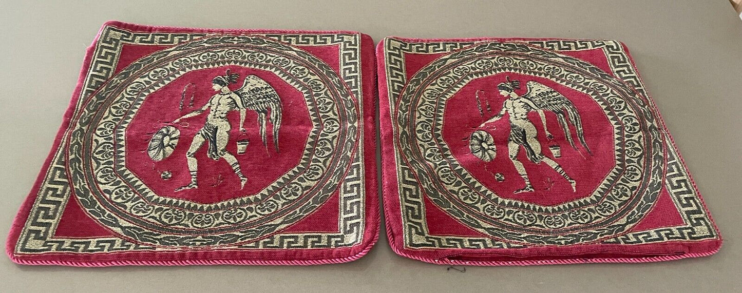 2 x CUSHION COVERS Red Gold Hellenic Ancient Greece Grecian 44 x 42cm Luxe Feel